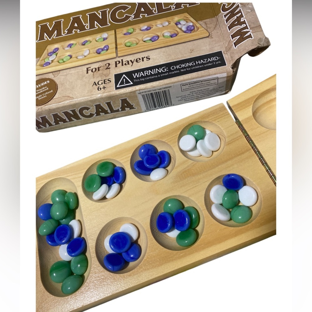 Classic Mancala Game Set with Wooden Board